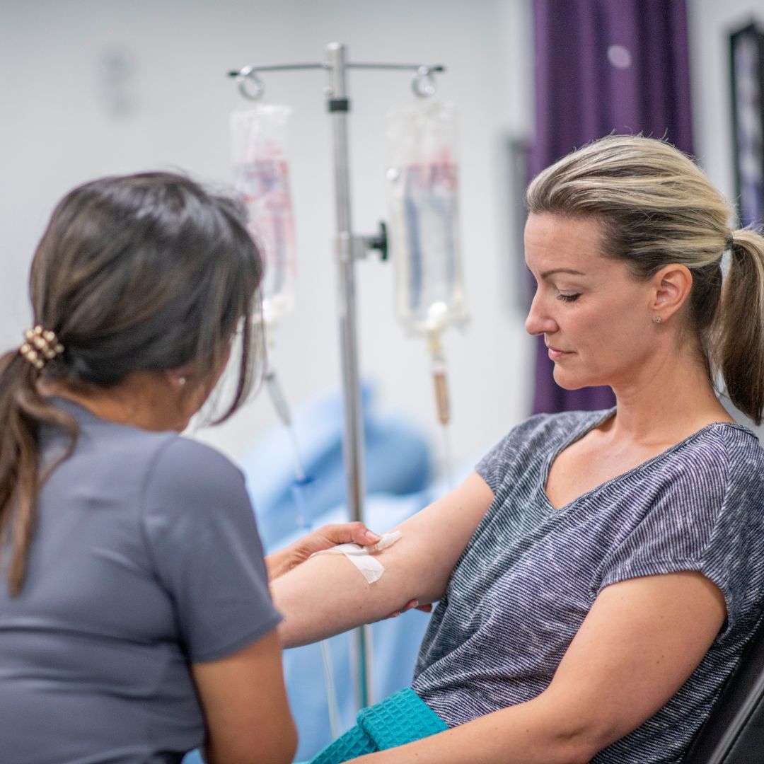 Doctor administering IV drip in Bali